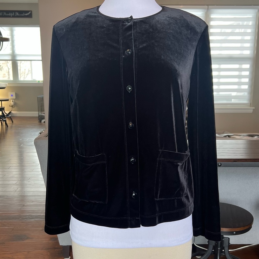 VTG Laura Scott Petite Black Velvet Jacket PS Petite Small 6 8 80’s 90’s Blazer